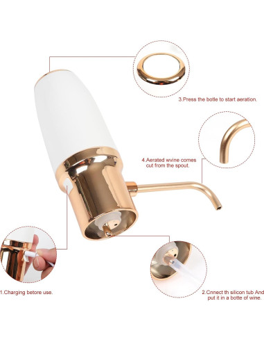 Aerador de Vino Eléctrico Resome Oro 750ml Portátil