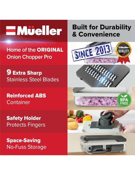 Cortador de Verduras Mandolina Mueller 9 Cuchillas Acero Inox