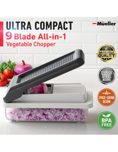 Cortador de Verduras Mandolina Mueller 9 Cuchillas Acero Inox