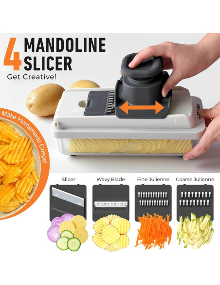 Cortador de Verduras Mandolina Mueller 9 Cuchillas Acero Inox