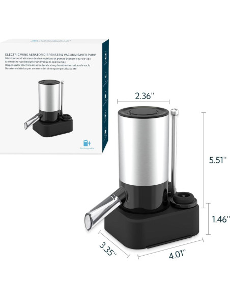 Dispensador de Vino Eléctrico KITCHENDAO con Bomba 2 en 1