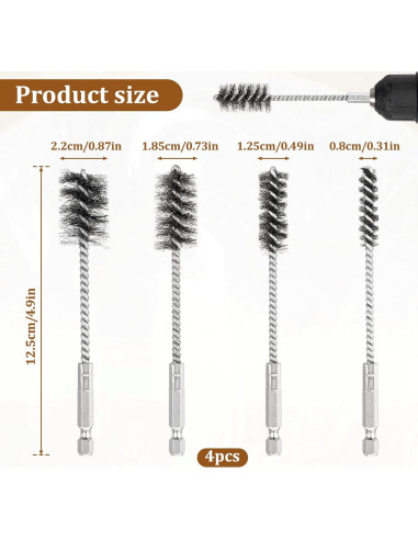 Juego de 4 cepillos de alambre Trinkrittey 0,95-2,22 cm