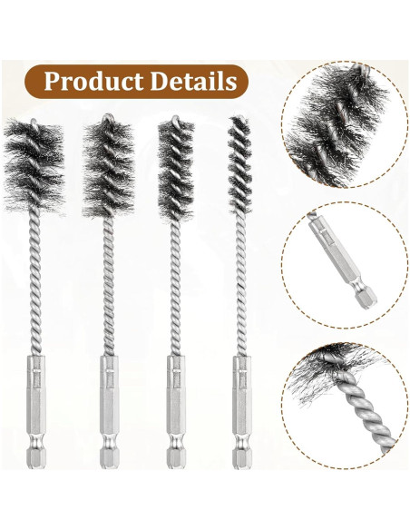 Juego de 4 cepillos de alambre Trinkrittey 0,95-2,22 cm