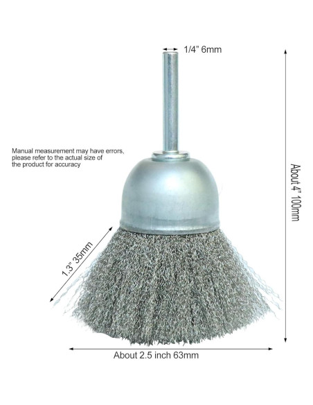 Juego de cepillos de copa de alambre Hiqalty 6,35 cm 2 piezas
