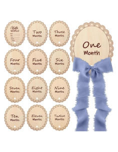 Discos de Hitos Mensuales para Bebés Madera 14 Pcs Azul