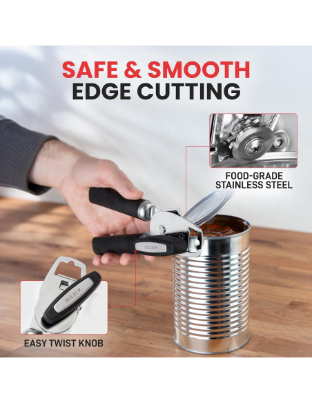 Abrelatas Manual Zulay Kitchen Acero Inoxidable Negro