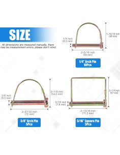 Kit de Pines PTO Glarks 20 Pcs Acero Zincado para Jardín 2