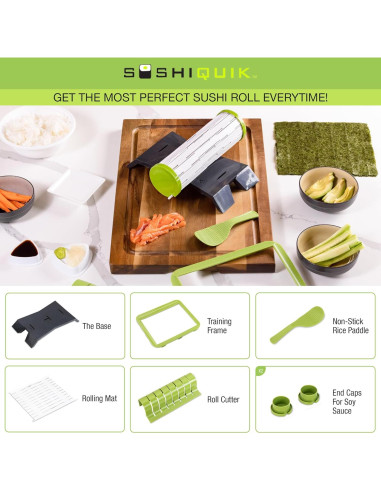 Kit de Hacer Sushi SushiQuik para Principiantes - Incluye Estera y Cortador