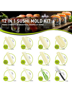 Kit de Hacer Sushi 12 Piezas TIMDAM Accesorios de Cocina 2