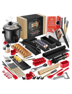 Kit de Hacer Sushi CraftZee - 41 Piezas, Incluye Rodillo y Moldes