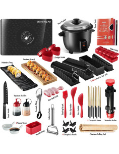 Kit de Hacer Sushi CraftZee - 41 Piezas, Incluye Rodillo y Moldes 2