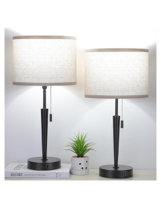 Juego de 2 Lámparas de Mesa GGOYING con Carga USB y LED