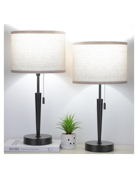 Juego de 2 Lámparas de Mesa GGOYING con Carga USB y LED