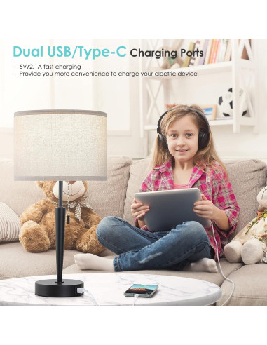 Juego de 2 Lámparas de Mesa GGOYING con Carga USB y LED