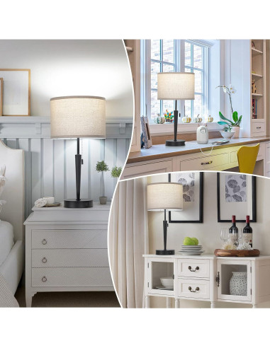 Juego de 2 Lámparas de Mesa GGOYING con Carga USB y LED