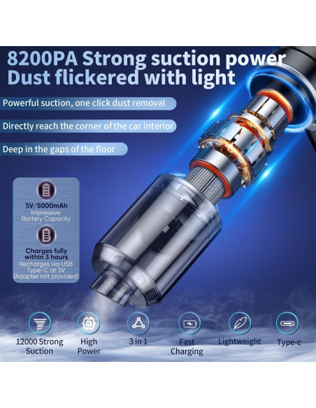 Aspiradora de Mano ToMaFu xixic09 9000PA Portátil Negra