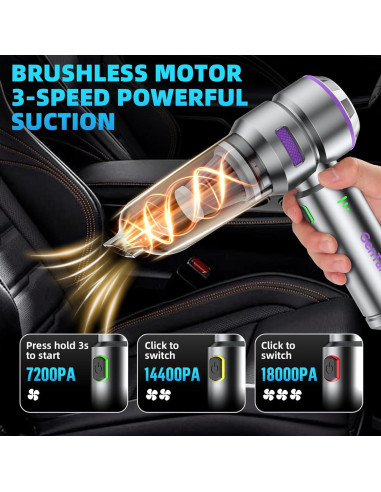 Aspiradora de Coche Portátil GenTant VC002 3 en 1 18000Pa