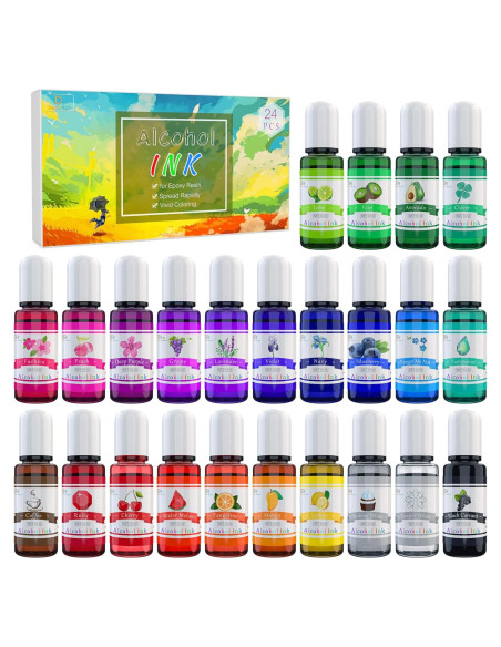 Juego de Tintas de Alcohol DecorRom - 24 Colores 10ml