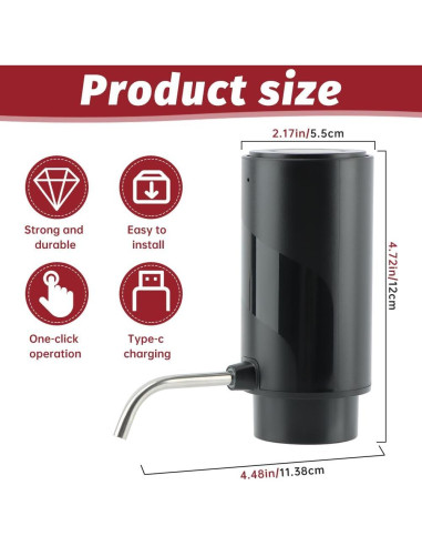 Dispensador de Vino Eléctrico Ranjaner Recargable USB 12cm