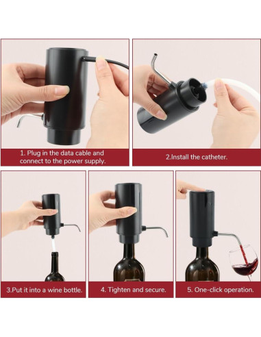 Dispensador de Vino Eléctrico Ranjaner Recargable USB 12cm