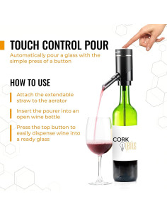 Aerador de Vino Eléctrico Cork Genius - Recargable y Automático 2