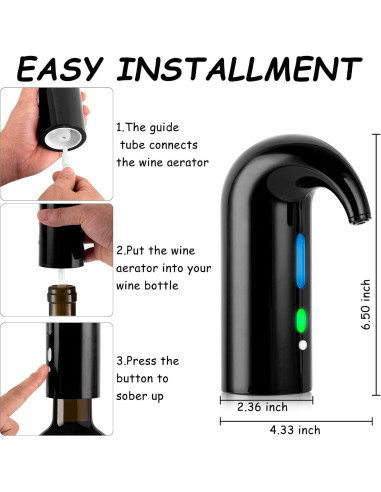Aerador de Vino Eléctrico Cljlixcy con Tapón de Vacío