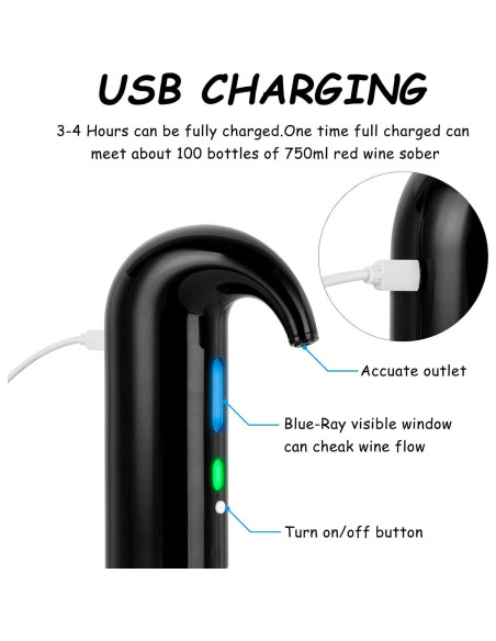 Aerador de Vino Eléctrico Cljlixcy con Tapón de Vacío