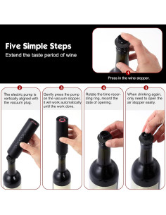 Bomba de Vino Automática WINIRINA con 4 Tapones Reutilizables 2