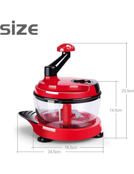 Procesador de Alimentos Manual ZABBOW 1.5L Picador de Verduras