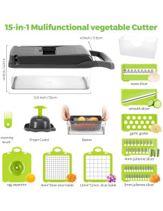 Cortador de Verduras 15-en-1 URSMILEKIT con Contenedor 2