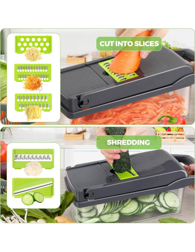 Cortador de Verduras 15-en-1 URSMILEKIT con Contenedor