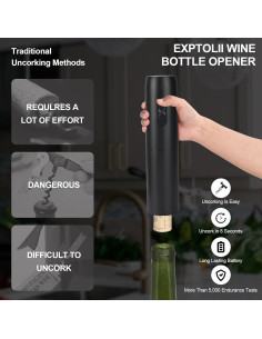 Juego de abridor de vino eléctrico Exptolii 5 en 1 recargable 2