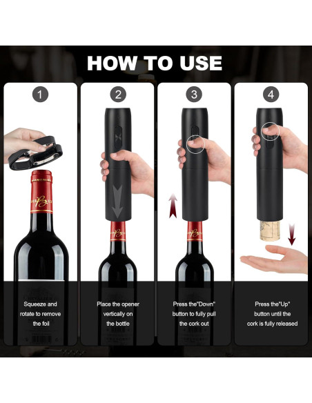 Juego de abridor de vino eléctrico Exptolii 5 en 1 recargable