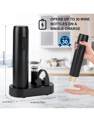 Juego de abridor de vino eléctrico Exptolii 5 en 1 recargable