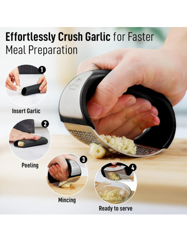 Prensa de Ajo Zulay Kitchen Acero Inoxidable Negro 10,9 cm