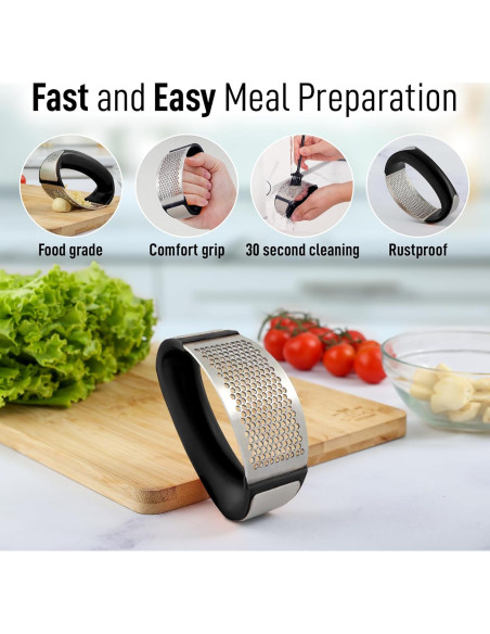 Prensa de Ajo Zulay Kitchen Acero Inoxidable Negro 10,9 cm