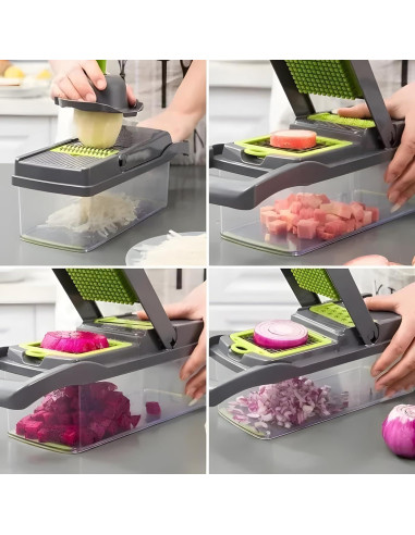 Cortador Multifuncional de Verduras 14 en 1 Genérico Gris
