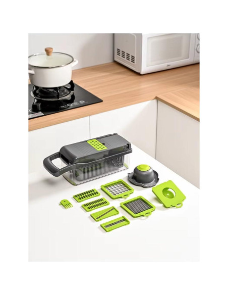 Cortador Multifuncional de Verduras 14 en 1 Genérico Gris Cortador Multifuncional de Verduras 14 en 1 Genérico Gris