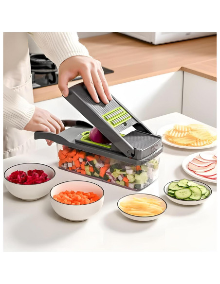 Cortador Multifuncional de Verduras 14 en 1 Genérico Gris Cortador Multifuncional de Verduras 14 en 1 Genérico Gris