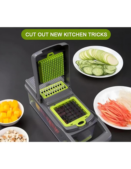 Cortador Multifuncional de Verduras 14 en 1 Genérico Gris Cortador Multifuncional de Verduras 14 en 1 Genérico Gris