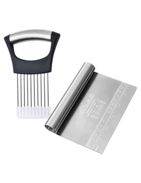 Cortador de cebolla XoYoZo con raspador de acero inoxidable Cortador de cebolla XoYoZo con raspador de acero inoxidable