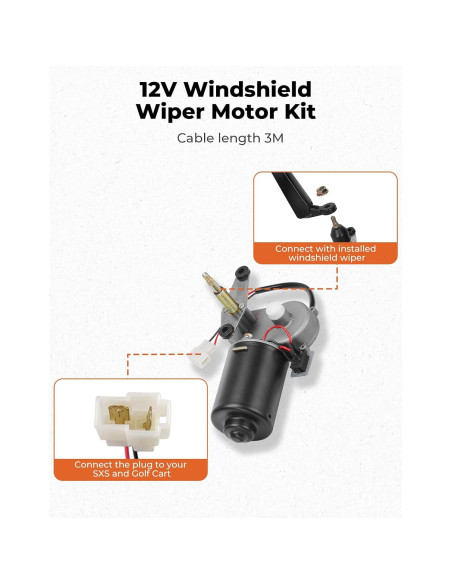 Kit de limpiaparabrisas eléctrico 12V Kemimoto para UTV