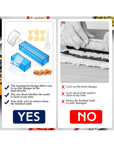 Kit de Hacer Sushi Baderke 10 Piezas - Moldes y Cortador