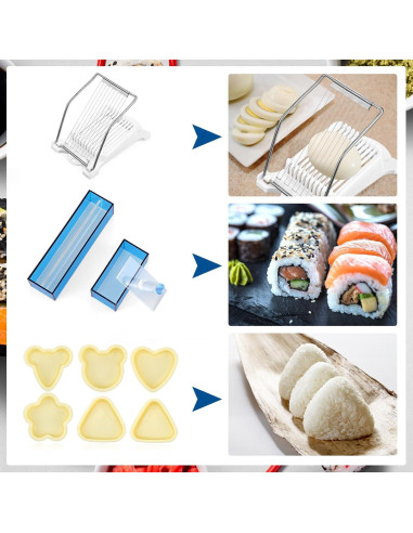 Kit de Hacer Sushi Baderke 10 Piezas - Moldes y Cortador