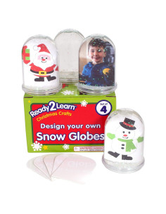 Kit de Manualidades Navideñas LISTO PARA APRENDER - 4 Terrarios de Nieve Personalizables