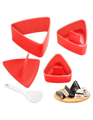 Juego de Moldes de Onigiri DIMVKA 3 Piezas Rojo