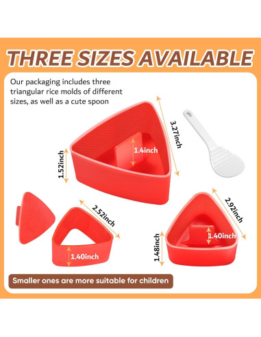 Juego de Moldes de Onigiri DIMVKA 3 Piezas Rojo