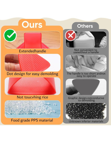 Juego de Moldes de Onigiri DIMVKA 3 Piezas Rojo