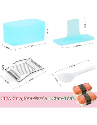 Kit de Molde de Spam Musubi VKZATVN 4 Piezas 300g