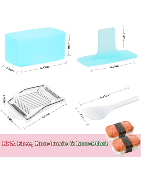 Kit de Molde de Spam Musubi VKZATVN 4 Piezas 300g